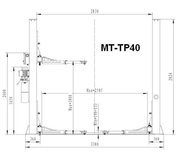 Dimensiuni elevator MT-TP40